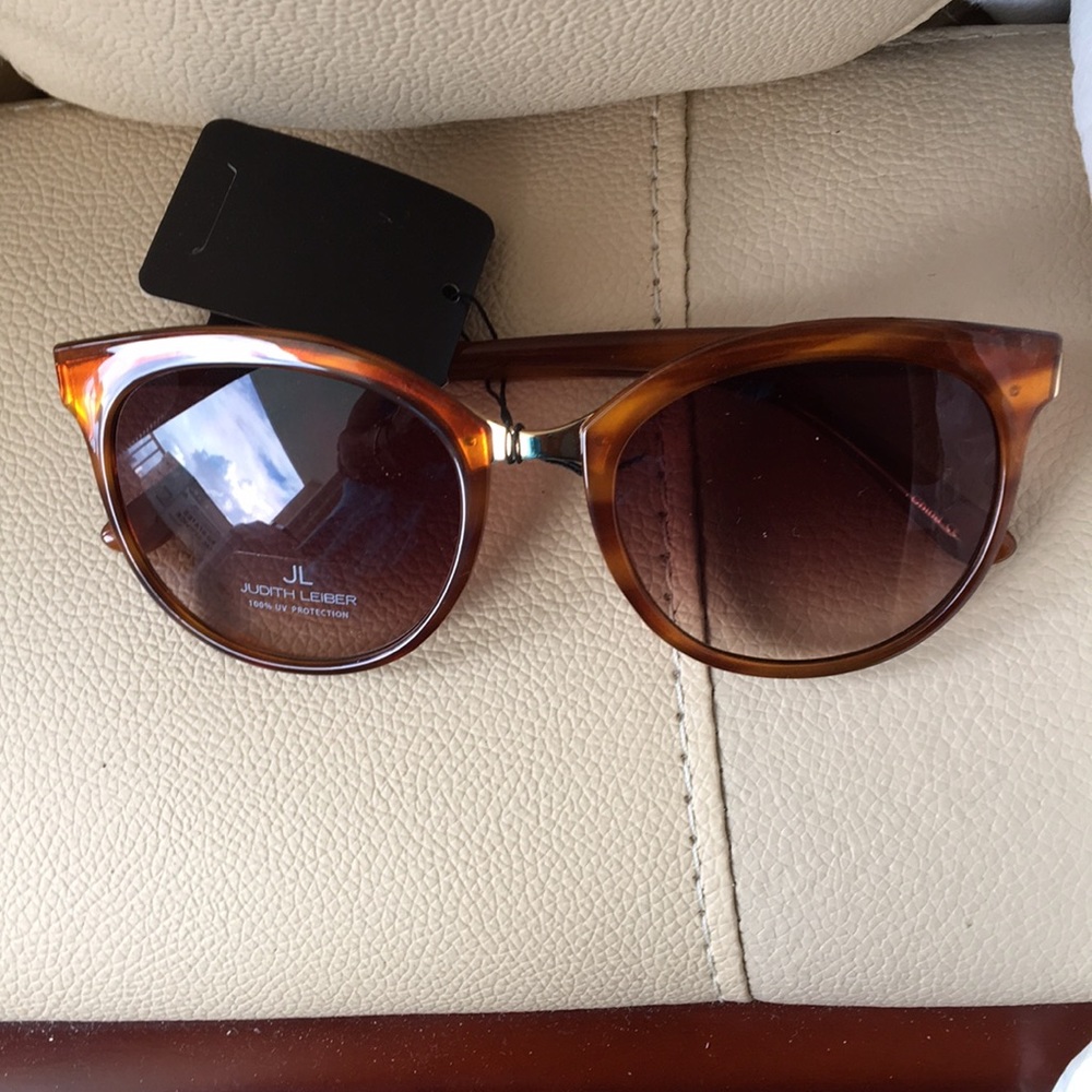 Judith Leiber Tortoise & Gold Cat's Eye Sunglasses